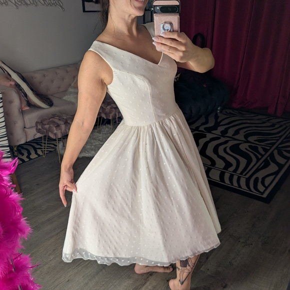 Dolly Parton Couture Bridal White Polka dot Wedding Dress Large Vintage 12 - Picture 4 of 9